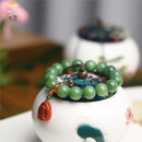 XPEL港澳高端品质 新疆和田玉天然玉石俄罗斯碧玉夹层料粉绿圆珠手串 碧玉粉绿手串