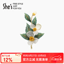 She's茜子梵高玫瑰刺绣叶片高档女士胸针轻奢胸花别针生日礼物送女友