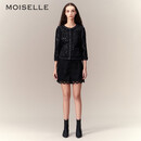 MOISELLE慕诗秋季新款气质优雅亮片拼接花呢夹克短外套5V482 黑色 38/M