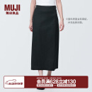 无印良品（MUJI）女式 麻混 弹力 直筒裙 长半身裙女春款裙子半裙 中长裙 BE1QWC4S 黑色 S (155/62A)