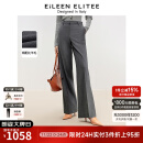 朗姿欧洲EiLEEN ELITEE2024年冬季新款灰色羊毛职业显瘦西装裤子 中灰色 L