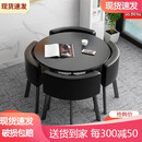 【新品整装送货到家】凯圣居可收纳省空间折叠餐桌家用小户型饭桌商店面洽谈桌椅组合接待圆桌 黑色圆桌+黑色皮椅 一桌4椅
