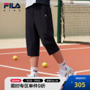 【抗紫外线】FILA斐乐童装儿童七分裤2022夏季新款男童网球运动裤子 RD宝蓝-NV 140cm