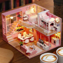 我の屋DIY小屋梦想天使手工制作娃娃屋房子粉色少女生日礼物3d拼图玩具