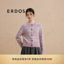 ERDOS 24冬季新品圆领虚提费尔岛针织宽松加厚外套女开衫羊绒衫 丁香紫 165/84A/M