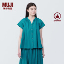 无印良品（MUJI） 女式强捻法国袖罩衫衬衫内搭夏季款薄荷曼波风纯棉全棉短袖 绿色 S (155/80A)