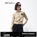 MO&Co.2023春新品爱心刺绣欧根纱短款羊毛羊绒针织开衫MBC1CAR019 驼杏色 M/165
