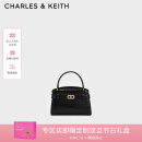 CHARLES&KEITH鳄鱼纹凯莉包手提斜挎包婚包包女包生日礼物CK2-50270880-1 Black黑色 S