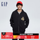 Gap【欧阳娜娜同款】男女装春季2024新款连帽衫422217新年款卫衣 黑色 175/96A(L) 亚洲尺码