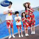 迪士尼（Disney）沙滩亲子装夏季旅游度假海边母女母子洋气一家三口四中长款连衣裙 T172款 妈妈裙XL(体重125斤内)