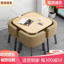 【新品整装送货到家】凯圣居可收纳省空间折叠餐桌家用小户型饭桌商店面洽谈桌椅组合接待圆桌 原木色方桌+浅黄色布椅 一桌4椅