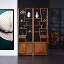 三匠名居红木家具非洲鸡翅木（学名：非洲崖豆木）博古架实木置物展示架中式客厅隔断古董多宝阁D 一对:长120*宽30*高198cm