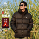 骆驼火山羽绒服情侣短款白鸭绒轻暖面包服城市轻户外M13CR07089 幻影黑，男款 XL