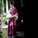 一城风絮仙枝雅逸丨原创设计秋款丨紫色香云纱刺绣花挽袖重工清代旗装衬衣 紫色满绣旗装衬衣 M 加长135版