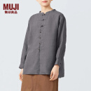 无印良品（MUJI）女式 麻盘扣衬衫 新中式女士汉麻衬衣外套内搭长袖上衣 中灰色 M  160/84A