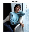 奈蔻【袁泉同款】春季三醋酸雪纺衫衬衫上衣女 淡蓝绿色 XL