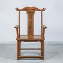 寻古红木家具非洲鸡翅木（学名：非洲崖豆木）四出头官帽椅实木靠背椅主人位茶椅中式牛头椅办公椅 单椅:长71宽50坐高49(总高122)cm