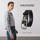 navigare意大利小帆船皮带女士头层牛皮针扣真皮腰带女生日礼物送女友老婆