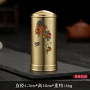 必发高档纯铜牙签筒便携式手工描金牙签收纳盒按压式黄铜牙签罐摆件 黄铜牙签筒-事事如意