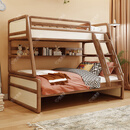 优漫佳全实木儿童床上下床红胡桃木原木双层床高低床安全弧儿童家具北欧 高低床+书架 上铺1.05*2米 下铺1.35*2米
