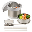 虎牌（TIGER）保温饭盒LXB-A100/A10C日式上班族304不锈钢便当盒双层学生饭盒 不锈钢色XC+便携袋