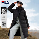 FILA 斐乐官方女士长款羽绒服冬季新品休闲舒适保暖上衣连帽外套 正黑色-BK 2XL 180/96A