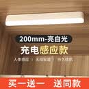 智能无线人体感应小夜灯声控家用床头起夜间过道楼梯充电衣柜壁灯 感应灯-白光[20cm长款2个装]