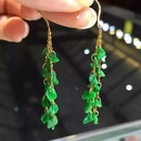 胖东来同款DL 1998翡翠耳坠18k金新款天l然a货满绿玉18k玫瑰金