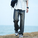 顶峰保罗（Dingfengbaoluo）水洗复古牛仔裤男士秋冬季宽松透气直筒休闲长裤子男74青蓝XL