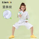 s.lemon儿童空手道服夏季短袖短裤练功服白色专业比赛训练服男女童道服 白色竖条纹款（男女童） M