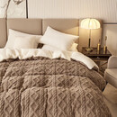 Erwin Rommel塔芙绒+羊羔绒多功能被套毯子 毛毯盖毯 秋冬保暖双层加绒多功能 被套毯-咖色-塔芙绒+羊羔绒 200x230cm-约4.5斤