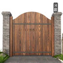 迎奇防腐木栅栏门户外围栏门花园庭院门美丽乡村网格实木碳化木 H_款