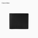 Calvin Klein Jeans【520礼物】男士商务折叠ck多卡位压纹牛皮卡包票夹HP1815 001-黑色 OS