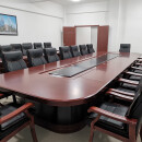 哈堡会议桌长桌椭圆形大型会议桌多人开会桌油漆实木贴木皮桌椅 8米+28把实木椅