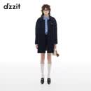 DZZIT地素棉服冬季斜纹设计复古老钱风摩登格调上衣女 深蓝色 XS