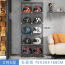 桑顿头盔架可移动展示架骑行装备存放架铁艺安全帽收纳摆放货架 黑2列5层/带滑轮35*35*35