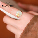 奈维斯汀和田玉竹叶平安扣白玉戒指银女戒圈开口指环闺蜜520礼物 修竹 一枚（开口可调节）