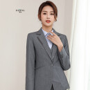 缔鲸（DIJING）电信工作服女新款制服中国营业厅马甲衬衫套装外套衬衣工服春秋款 电信【白灰西服外套】女 XXL