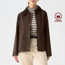 无印良品（MUJI）女式 不易沾水 灯芯绒领夹克 短款休闲外套  BDE92C4S 深棕色 L 165/88A