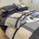 谷蝶床上四件套全棉纯棉100床品单人床笠被套学生宿舍床单被罩件套4 深灰 格里斯 宿舍床单款(被套150x200cm)3件套