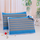 法兰格慕加厚老粗布枕巾亚麻单人加密枕巾四季通用吸汗透气47*74一对 蓝色 深蓝条纹一对