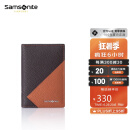 Samsonite/新秀丽男士商务卡包多功能牛皮名片夹钱包 TK6*13017 棕色/橙色