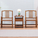 寻古红木家具非洲鸡翅木（学名：非洲崖豆木）靠背椅官帽椅实木新中式客厅休闲茶椅太师椅圈椅办公 三件套：南宫椅*2+大长城茶几