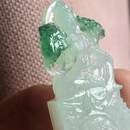 艺品匪萃静谧禅心 半山半水飘绿冰润 观音摆件印章吊坠 缅甸A货翡翠玉石