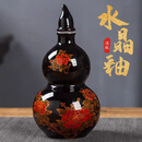 仿古葫芦陶瓷密封空酒瓶白酒罐酒壶家用装饰1斤2斤5斤10斤装酒具 2斤装黑色水晶釉+送锁扣