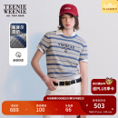 Teenie Weenie【莱赛尔混纺】小熊2024年夏季新款条纹针织短袖薄款 灰色 160/S