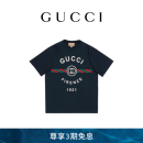 GUCCI古驰针织棉Gucci Firenze 1921男士短袖T恤[明星穿搭][礼物] 深蓝色 L