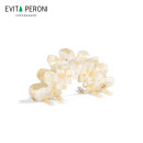 依慧达（Evita Peroni ）花瓣立体抓夹大号后脑勺扁头鲨鱼夹发夹女精致头饰发卡 炫金白母亲节礼物