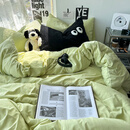 床笠三件套0.9x190日式简约软糯水洗棉四纯色被床单人学生床上用 ins奶绿 1.5m床单四件套：被套200x230cm
