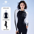 AQUAPLAY潜水服套装女全身防晒速干浮潜冲浪服遮肚显瘦长袖保守分体游泳衣 墨染锦年沙滩长裤2件套 L(111-120斤)